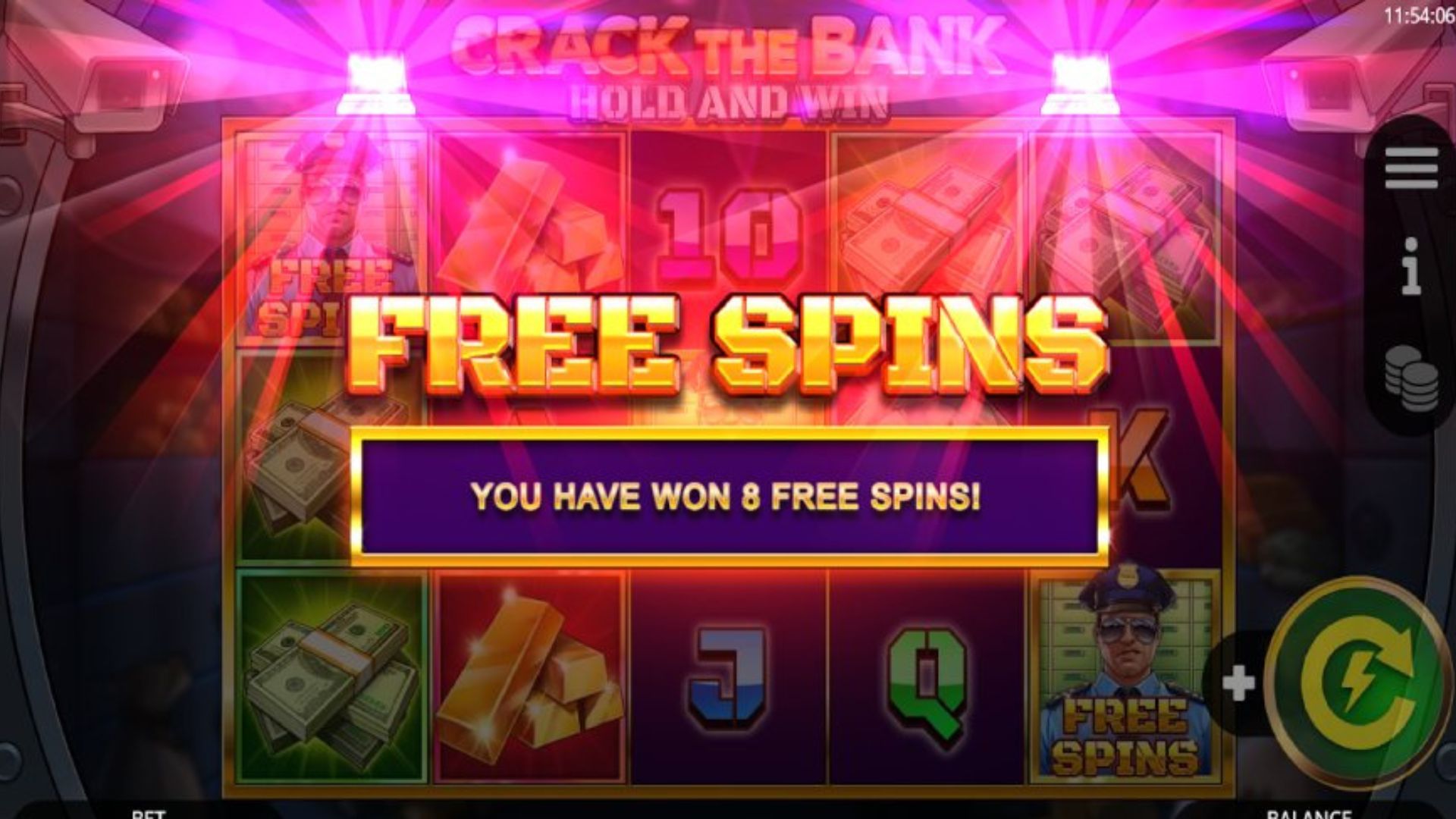 bonus freespin slot crack the bank hold and win
