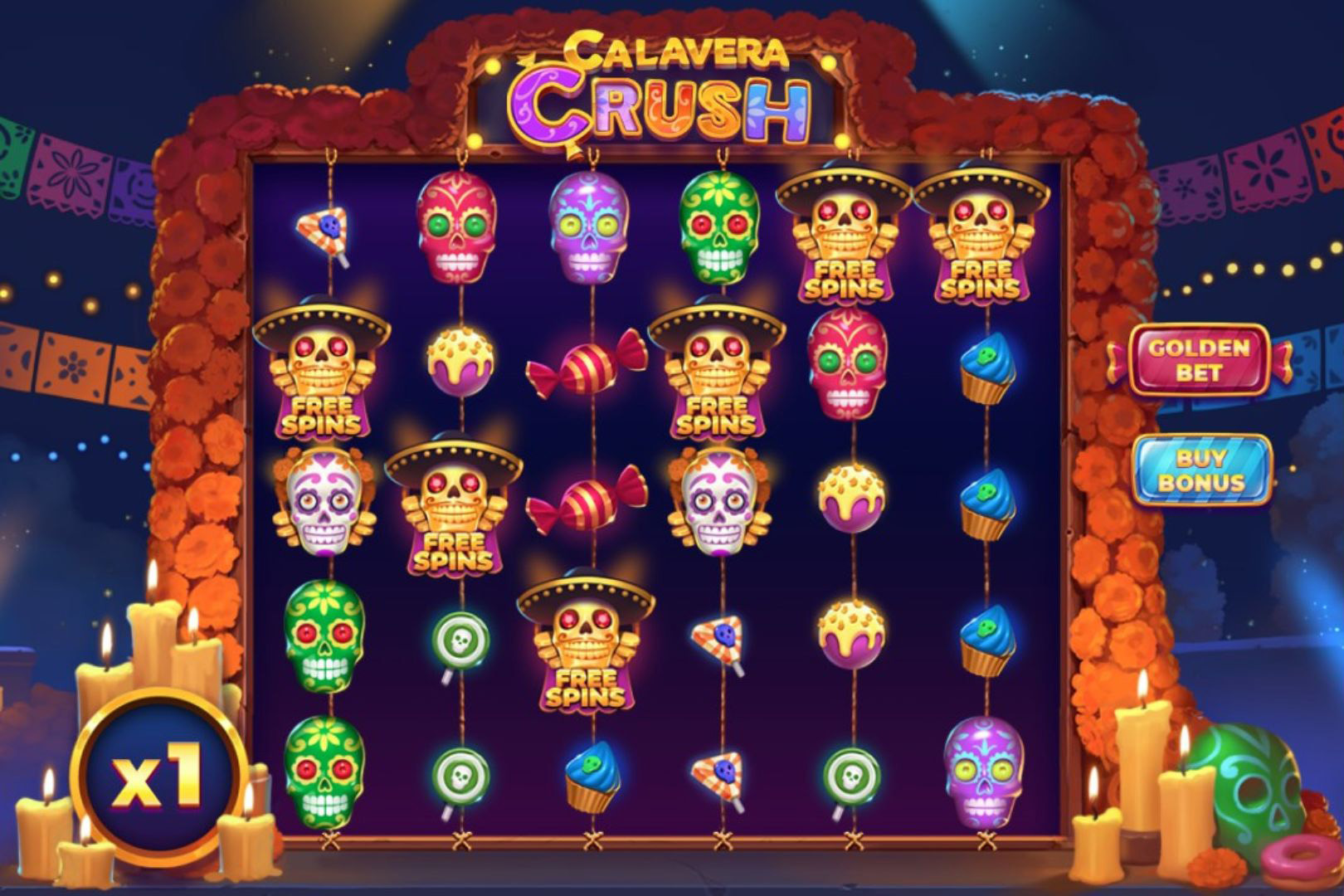 gameplay slot calavera crush